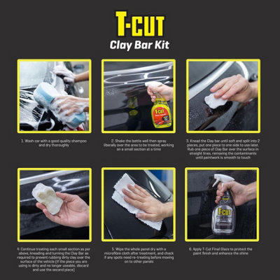 T-Cut Clay Bar Quick Car Detailer Deep Shine Removes Paintwork Contaminants x3 - 8