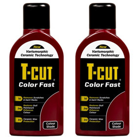 T-Cut Color Fast Dark Red Ceramic Wax Polish Scratch Remover Colour Enhancer x2