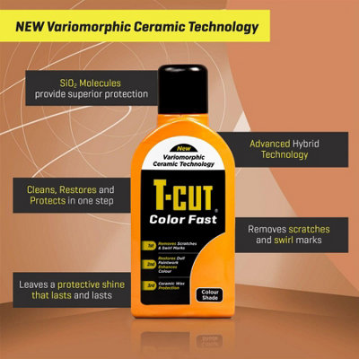 T-Cut Color Fast Orange Ceramic Wax Polish Scratch Remover Colour Enhancer x3