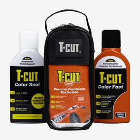 T-Cut Color Fast Red Ceramic Wax Polish Scratch Remover 500ml + Paint Sealant