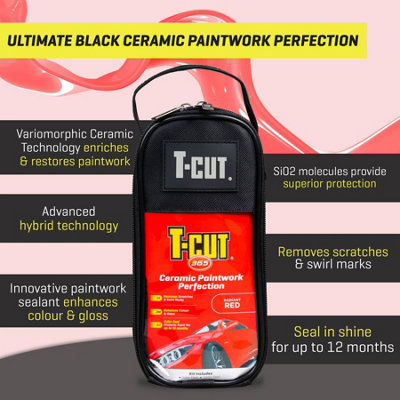 T-Cut Color Fast Red Ceramic Wax Polish Scratch Remover 500ml + Paint Sealant - 3