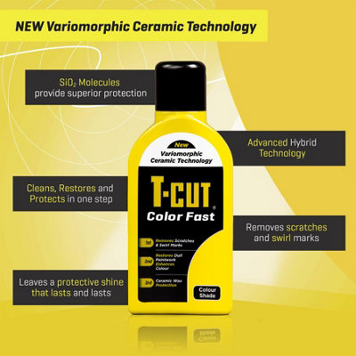 T-Cut Color Fast Yellow Ceramic Wax Polish Scratch Remover Colour Enhancer x3