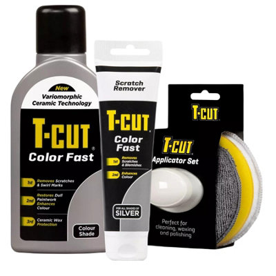T-Cut Colour Fast Car Paint Restorer Polish Wax + Scratch Remover Set - Silver
