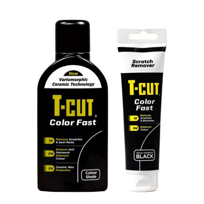 T-Cut Colour Fast Car Polish 500mL + Scratch Remover Set 150g - BLACK Treatment