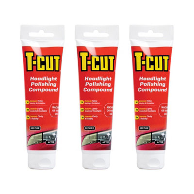T-Cut Headlight Cleaning Polish Restores Yellowed & Scratched Light Lenses x3
