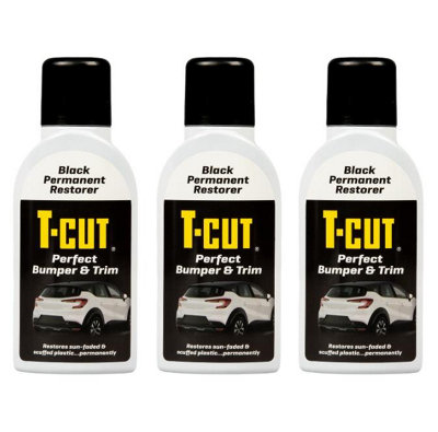 T-Cut Perfect Bumper & Trim Permanent Black Vinyl Restorer & Reviver 350ml x3