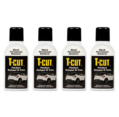 T-Cut Perfect Bumper & Trim Permanent Black Vinyl Restorer & Reviver 350ml x4