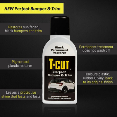 T-Cut Perfect Bumper & Trim Permanent Black Vinyl Restorer & Reviver 350ml x4
