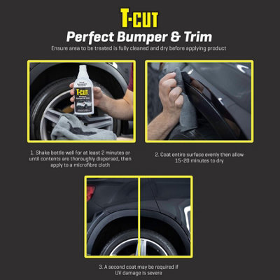 T-Cut Perfect Bumper & Trim Permanent Black Vinyl Restorer & Reviver 350ml x4 - 5