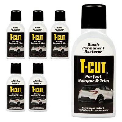 T-Cut Perfect Bumper & Trim Permanent Black Vinyl Restorer & Reviver 350ml x6