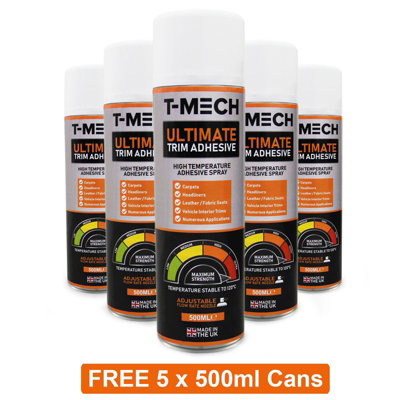 T-Mech 11m2 Van Lining Carpet Super Stretch Kit Camper Motor Homes Black & 5 Heavy Duty Adhesive Glue Spray Cans - 4