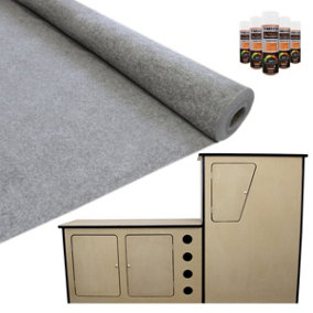 T-Mech 11m2 Van Lining Carpet Super Stretch Kit Smoke Grey with Camper Motor Home Kitchen Unit