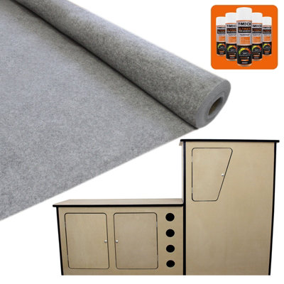 T-Mech 11m2 Van Lining Carpet Super Stretch Kit Smoke Grey with Camper Motor Home Kitchen Unit