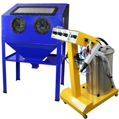 T-Mech Electrostatic Powder Coating Machine & 220L Sandblasting Cabinet ...