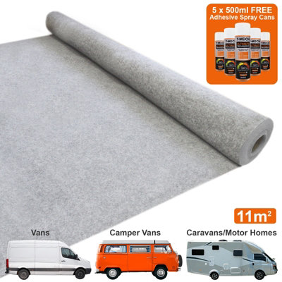 T-Mech Van Carpet Lining / Silver Grey & 5 Adhesive Cans - 3