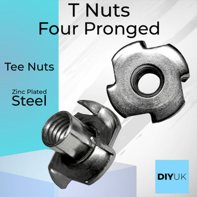 T Nuts Four Pronged Size: M8 x 11 mm ( Pack of: 10 ) Tee Nuts Zinc Plated Steel Anchors Blind Nut Captive Inserts - 4