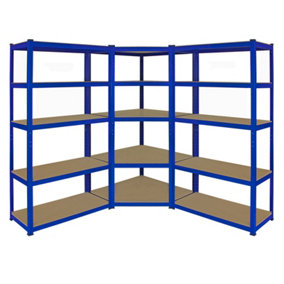 T-Rax Corner Racking Unit & Pack of 2 Garage Shelving Unit Extra Wide - 5 Tier Heavy Duty Rack for Storage Utility Shelves