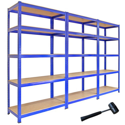 T-Rax Pack of 3 Garage Shelving Units - 5 Tier Heavy Duty Rack for Storage Steel Utility Shelves