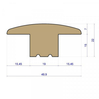 T-Section - Solid Oak Threshold - Lacquered - 15mm - 2.4m Lengths