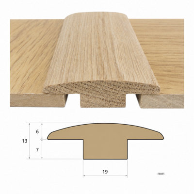 T-Section - Solid Oak Threshold - Lacquered - 7mm - 0.9m Lengths