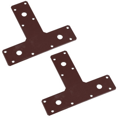 T-Shape Bracket Brace Fastener Plate 150 x 90 x 37mm Joist Joiner Mending 2PK