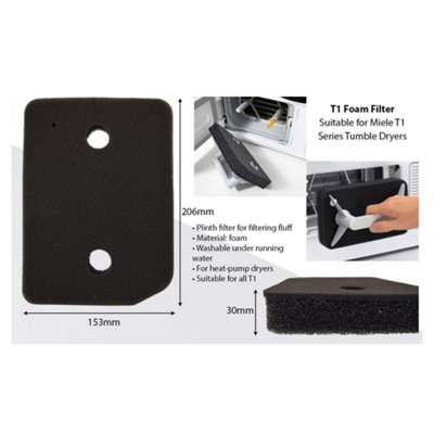 Filtro In Schiuma Miele Per Asciugatrici Pompa Di Calore, Compatibile Con TEA225WP, TMB100-40, 2 Pezzi