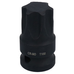 T100 1/2in Drive Male Torx Star Impacted Impact Shallow Stubby Socket