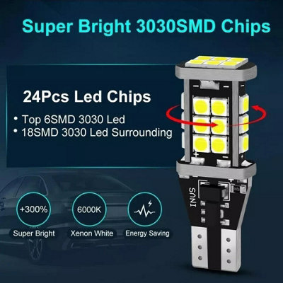 T15 W16W Reverse 921 955 Led Car Light Bulbs Xenon White Canbus Error ...
