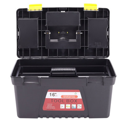T16 Lockable Mobile Plastic Tool Chest Storage Box Organiser with Removable Tray