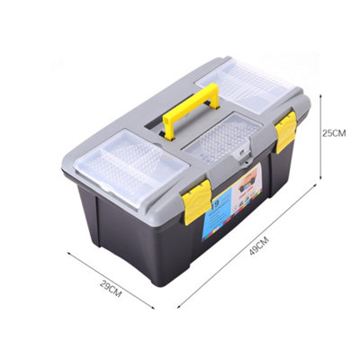 T19 Lockable Mobile Plastic Tool Chest Storage Box Organiser with