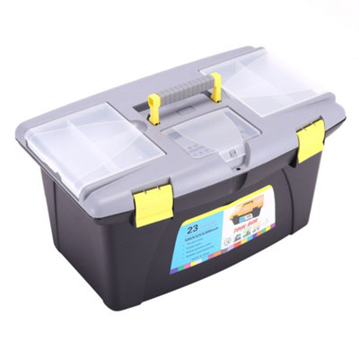 T22 Lockable Mobile Plastic Tool Chest Storage Box Organiser with Removable Tray