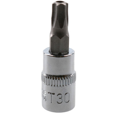 T30 1/4" Drive Tamper Proof Torx Star Bit 37mm Tamper Torx Chrome Vanadium Steel