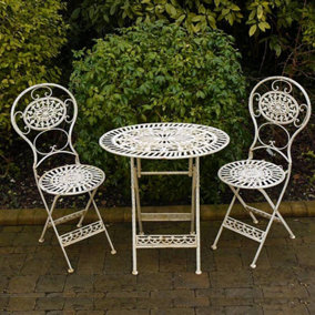 T42 White Oval Metal Table and Chairs ( Bistro 2 seater Set)