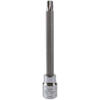 T45 3/8" Drive Extra Long 110mm Tamperproof Tamper Torx Star Security Bit Socket