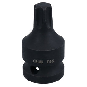 T55 1/2in Drive Male Torx Star Impacted Impact Shallow Stubby Socket