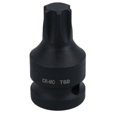 T60 1/2in Drive Male Torx Star Impacted Impact Shallow Stubby Socket