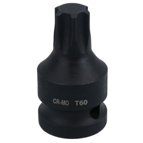 T60 1/2in Drive Male Torx Star Impacted Impact Shallow Stubby Socket