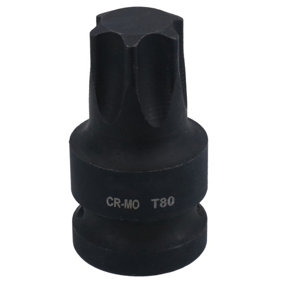T80 1/2in Drive Male Torx Star Impacted Impact Shallow Stubby Socket