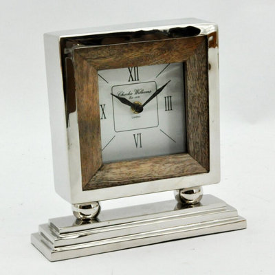 Table Clock Nickel L8 x W30 x H28 cm DIY at B&Q