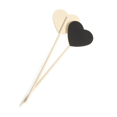 Table Decoration: Board Pick: Heart: 23 x 7cm. Pack of 2: Ivory