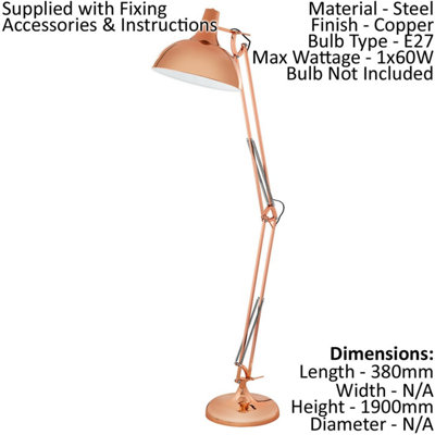 Table Desk Lamp Colour Copper Adjustable In Line Switch Bulb E27 1x60W