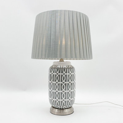 Table Lamp and Shade - L40 x W40 x H70 cm - Silver