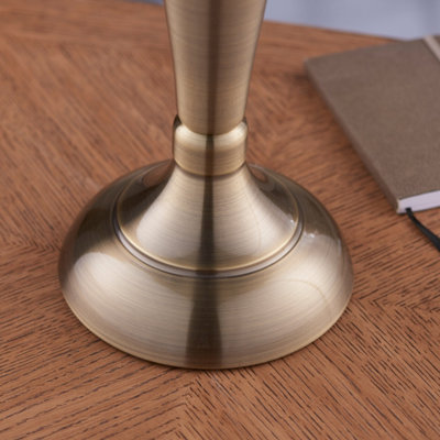 Table Lamp Antique Brass & Silver Silk 60W E27 GLS Base & Shade e10245