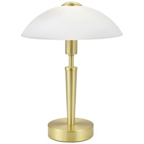 Table Lamp Brass Matt Touch on & off Shade White Satinized Glass Bulb E14 1x60W