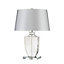 Table Lamp Clear Crystal Glass Flat Vase Silver Sheer Fabric Shade LED E27 60W