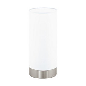Table Lamp Colour Satin Nickel Shade Round White Satin Glass Bulb E27 1x60W