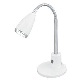 Table Lamp Colour White Chrome Steel Rocker Switch Bulb GU10 1x3W Included