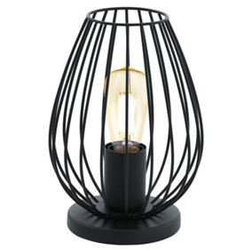Table Lamp Desk Light Black Base & Small Wire Cage Shade 1 x 60W E27 Bulb