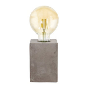 Table Lamp Desk Light Grey Ceramic Square Base 1 x 60W E27 Bulb Holder