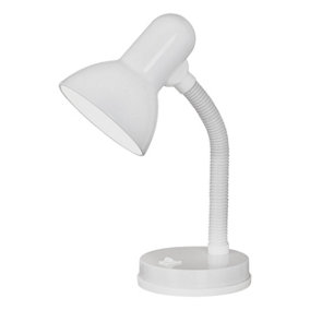 Table Lamp Flexible Moveable Colour White Steel Rocker Switch Bulb E27 1x40W